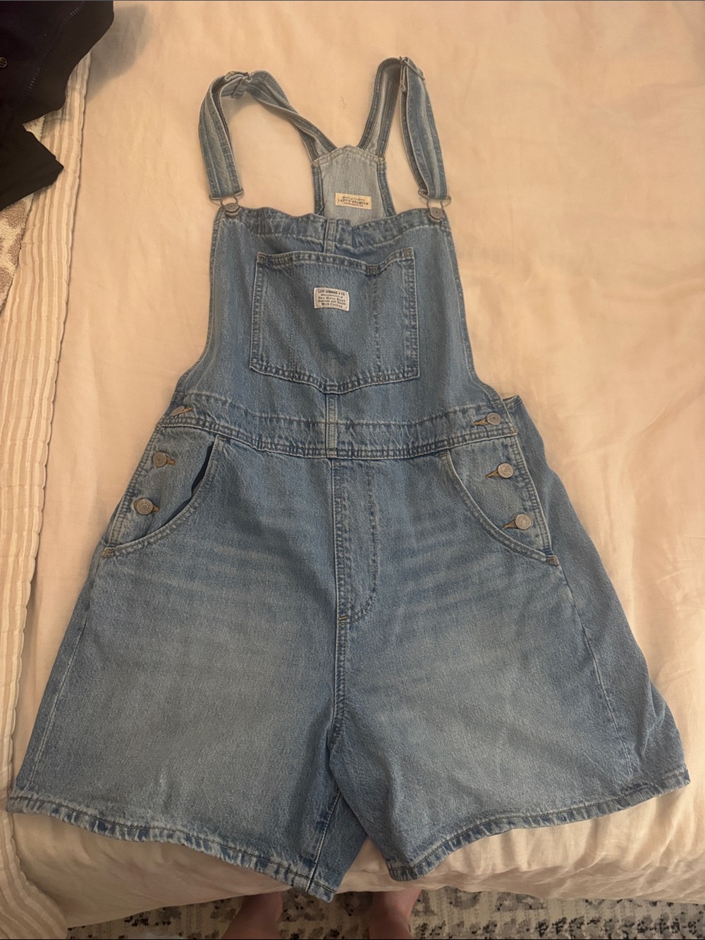 Levi's Light Blue Denim Short Overalls